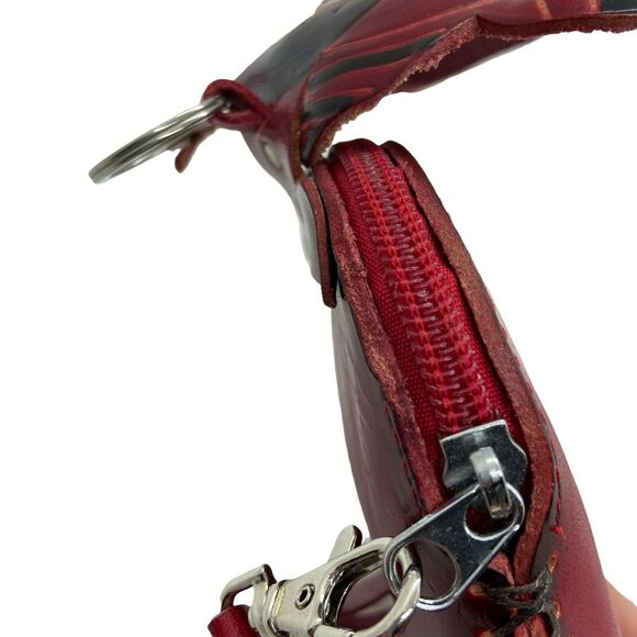 Tropical Cow And Turtle Wristlet Womens Red Leather Unique Funky Retro Strap - Picture 5 of 16